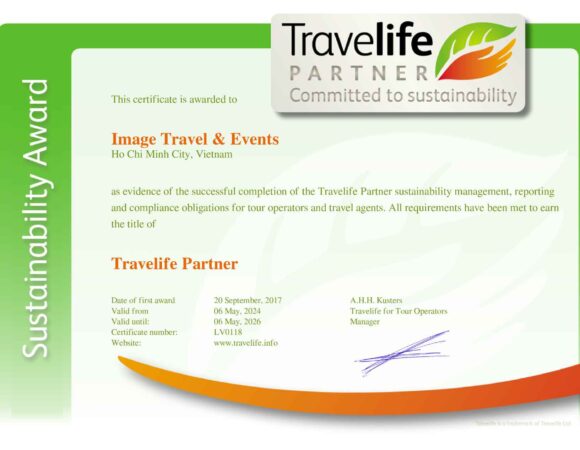 Prix tourisme durable Travelife partner pour IMAGE Travel DMC