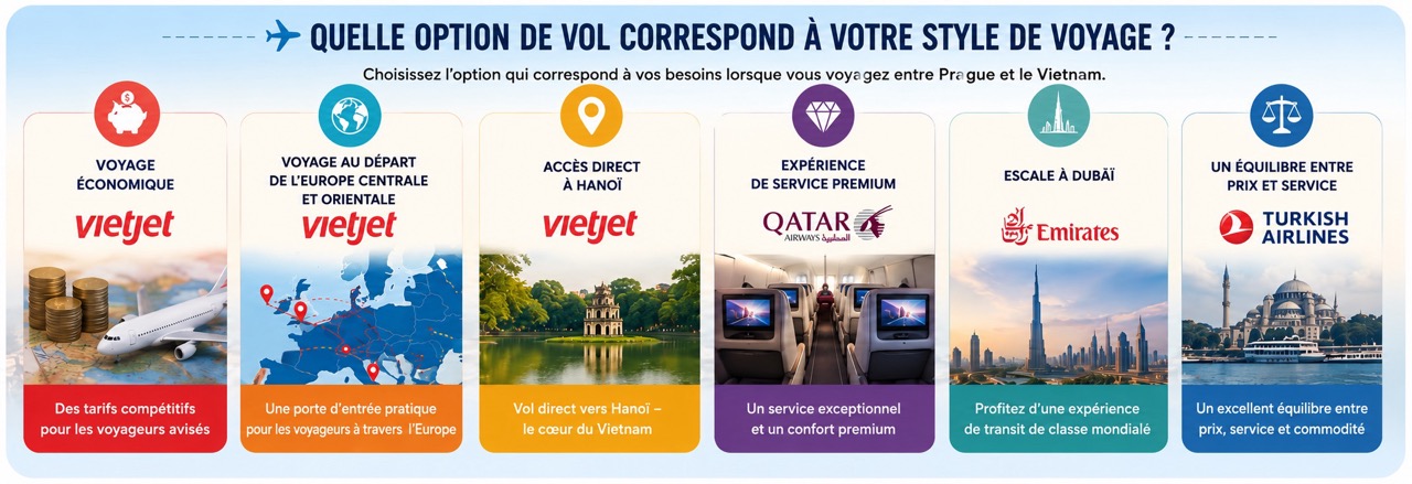 Options de voyage entre Prague et le Vietnam